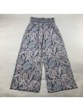 DAHUI Hawaii Linen Blend Pastel Palm Print Wide Leg Lounge Pant XL